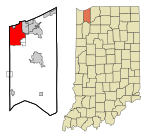 Porter County Indiana Incorporated and Unincorporated areas Portage Highlighted